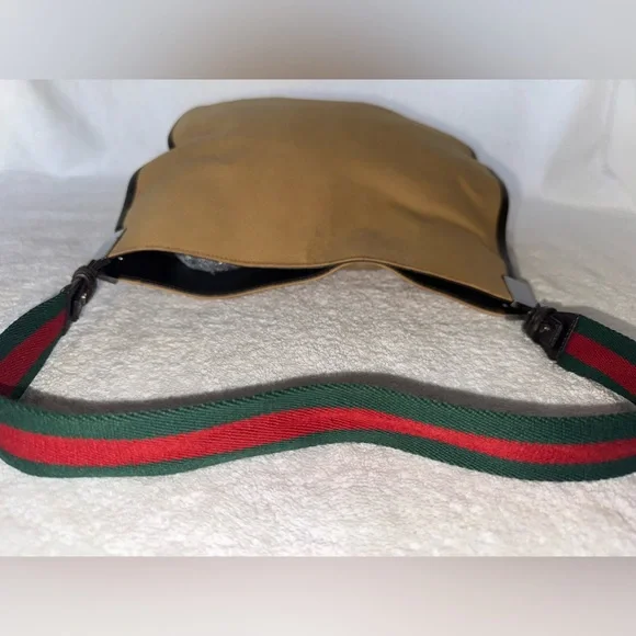 Gucci Vintage khaki brown canvas and leather trim web detail hobo. - Picture 7 of 15